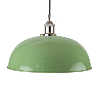 Mint Green Worcester Painted Dome Pendant Light With Nickel Lamp Holder And Black Round Cable - Se Home - image 1