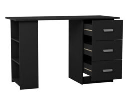 Black Computer Desk Office Makeup Vanity Dressing Table Bedroom Drawers Shelves - thumbnail 1