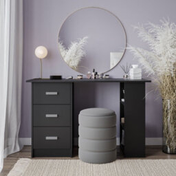 Black Computer Desk Office Makeup Vanity Dressing Table Bedroom Drawers Shelves - thumbnail 5