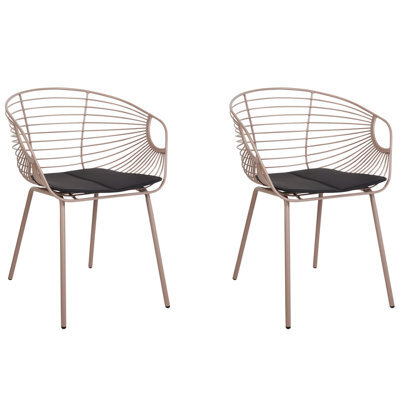 Beliani Set Of 2 Dining Chairs Hoback Metal Beige - image 1