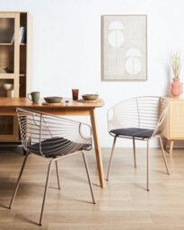 Beliani Set Of 2 Dining Chairs Hoback Metal Beige - thumbnail 2
