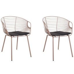Beliani Set Of 2 Dining Chairs Hoback Metal Beige - thumbnail 1