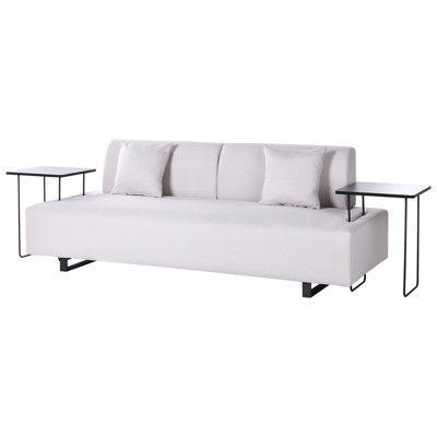 Beliani Sofa 3 Seater Sokna Fabric Light Beige With Tables - image 1