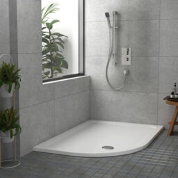 Royal Bathrooms 1200 X 900mm Left Handed Offset Quadrant Stone Shower Enclosure Tray Gloss White 30mm Slimline - thumbnail 4