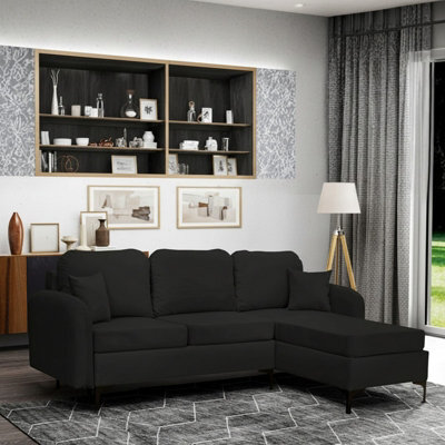 Venice L Corner Sofa Bed With Bonnell Spring Metal Legs Wooden Frame Storage Dl Mechanism 225X172X78X96 Cm Black Right - image 1