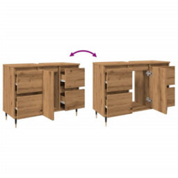 Berkfield Bathroom Cabinet Artisan Oak 80X33X60 Cm Engineered Wood - thumbnail 8
