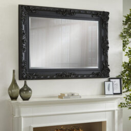 The Online Mirror Shop Wall Mirror Carved Louis Decorative Rectangular Shape With Black Ornate Frame- H110Cm X W 80Cm X D 6.5Cm For Hanging In Bedroom - thumbnail 1