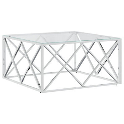 Berkfield Durable Coffee Table 80X80X40 Cm Stainless Steel And Glass - image 1