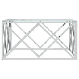 Berkfield Durable Coffee Table 80X80X40 Cm Stainless Steel And Glass - thumbnail 3
