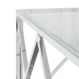 Berkfield Durable Coffee Table 80X80X40 Cm Stainless Steel And Glass - thumbnail 5