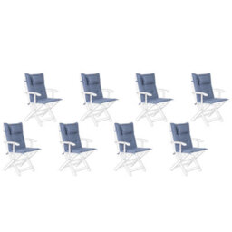 Beliani Set Of 8 Back/seat Cushions Maui 40 X 54 Cm Blue