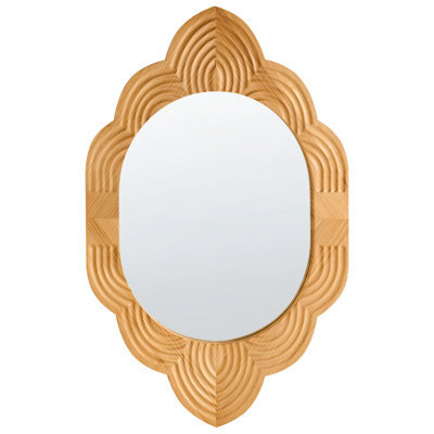 Beliani Wall Mirror Fresville 62 Cm 100 Cm Pine Wood Light Brown - image 1