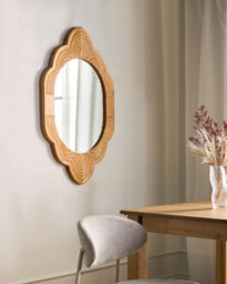 Beliani Wall Mirror Fresville 62 Cm 100 Cm Pine Wood Light Brown - thumbnail 2