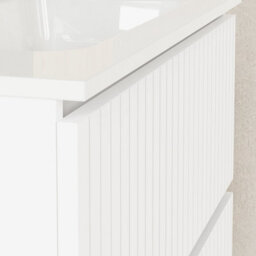 Banyetti Linea Matt White Ribbed Double Drawer Wall Hung Vanity Unit 800mm X 390mm - thumbnail 2