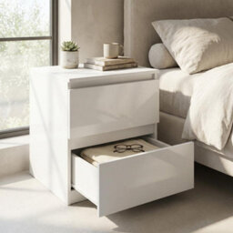 Soho 3 Door Wardrobe, 6 Drawer Chest & Bedside Table Bedroom Set White High Gloss - thumbnail 9