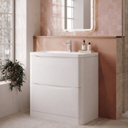 Balterley Dunwood Contemporary 2 Drawer Floor Standing Vanity Unit With Basin, Satin White, 800mm - thumbnail 4