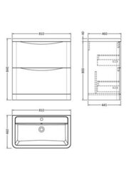 Balterley Dunwood Contemporary 2 Drawer Floor Standing Vanity Unit With Basin, Satin White, 800mm - thumbnail 5