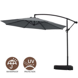 Living And Home 3M Large Rotatable Garden Sun Shade Cantilever Parasol Patio Hanging Banana Umbrella Crank Tilt With 60L Fillable Base, Dark Grey - thumbnail 3