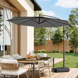 Living And Home 3M Large Rotatable Garden Sun Shade Cantilever Parasol Patio Hanging Banana Umbrella Crank Tilt With 60L Fillable Base, Dark Grey - thumbnail 1