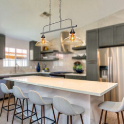 Long Life Lamps Company Industrial Ceiling Brush Chrome Bar 2 Clear Glass Lamp Shade Pendant Light H3131 - thumbnail 6