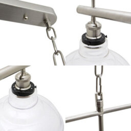 Long Life Lamps Company Industrial Ceiling Brush Chrome Bar 2 Clear Glass Lamp Shade Pendant Light H3131 - thumbnail 5