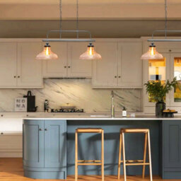 Long Life Lamps Company Industrial Ceiling Brush Chrome Bar 2 Clear Glass Lamp Shade Pendant Light H3131 - thumbnail 8