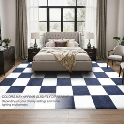 Homeart Plaid Area Rug , Super Soft & Sustainable Woven Carpet With Modern Checkered Design Dark Blue 160X230 - thumbnail 3
