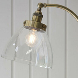 Curved Arm Floor Lamp Antique Brass Tall Free Standing Metal Retro Reading Light - thumbnail 5