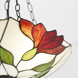 Tiffany Glass 3 Ceiling Light Pendant - Modern Floral Design - Dark Bronze Finish - thumbnail 2