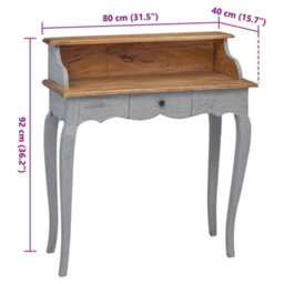 Berkfield Writing Desk Solid Mahogany Wood 80X40X92 Cm - thumbnail 9