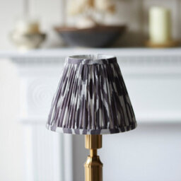 Luminosa Lighting Luminosa Trobridge Rechargeable Brushed Aged Brass Plate Table Lamp With Pearl Grey Fabric Ikat Shade 16Cm Integrated Led - thumbnail 4