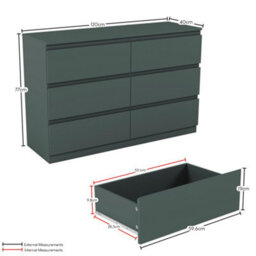 Lassic Vida Designs Denver Green 6 Drawer Chest Of Drawers (H) 770mm (W) 1200mm (D) 400mm - thumbnail 3