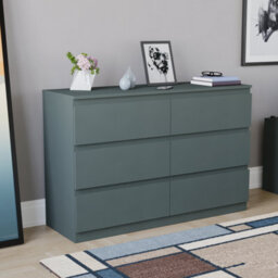 Lassic Vida Designs Denver Green 6 Drawer Chest Of Drawers (H) 770mm (W) 1200mm (D) 400mm