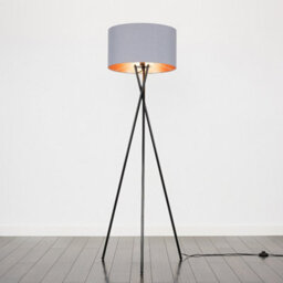 Valuelights Camden Black Tripod Floor Lamp With Grey/copper Shade And Bulb - thumbnail 4