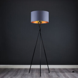 Valuelights Camden Black Tripod Floor Lamp With Grey/copper Shade And Bulb - thumbnail 2