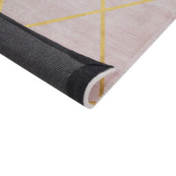 Beliani Pink Gold Geometric Viscose Rug 80 X 150 Cm - Low Pile, Handwoven - thumbnail 5