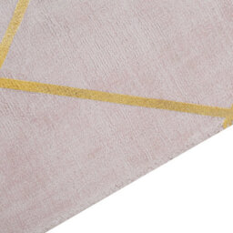 Beliani Pink Gold Geometric Viscose Rug 80 X 150 Cm - Low Pile, Handwoven - thumbnail 6
