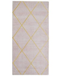 Beliani Pink Gold Geometric Viscose Rug 80 X 150 Cm - Low Pile, Handwoven - thumbnail 1