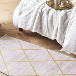 Beliani Pink Gold Geometric Viscose Rug 80 X 150 Cm - Low Pile, Handwoven - thumbnail 2