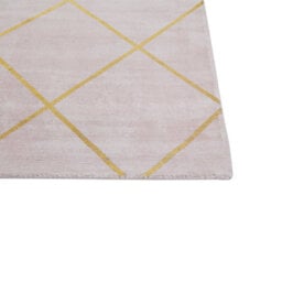 Beliani Pink Gold Geometric Viscose Rug 80 X 150 Cm - Low Pile, Handwoven - thumbnail 3