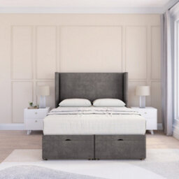 "Sloomy Devonshire Slate Naples 3Ft Ottoman Bed End Opening With Sprung Memory Mattress & 54"" Headboard-Single" - thumbnail 2