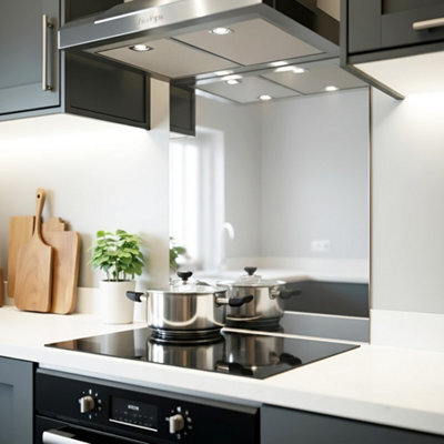 DIY Splashbacks Silver Mirror Splashback 65Cm X 90Cm (Toughened Glass) - image 1