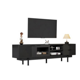 Matteo Modern Minimalist 200Cm Black Tv Unit Cabinet With Storage For Up To 80 Inch Tvs - thumbnail 8