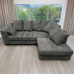 Furnishings For Less UK Monaco Chenille Fabric 3 To 4 Seater L Shaped Corner Sofa  Grey Right Hand Facing - thumbnail 2