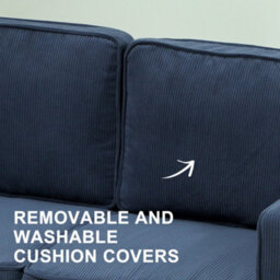 Wyld Haus Rozike Nodi Compact 2-Seater Corduroy Sofa Blue With Natural Wooden Legs - thumbnail 7