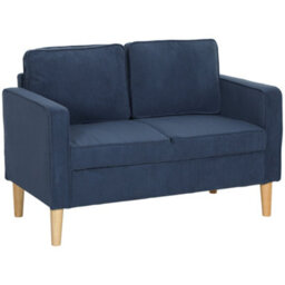 Wyld Haus Rozike Nodi Compact 2-Seater Corduroy Sofa Blue With Natural Wooden Legs - thumbnail 2