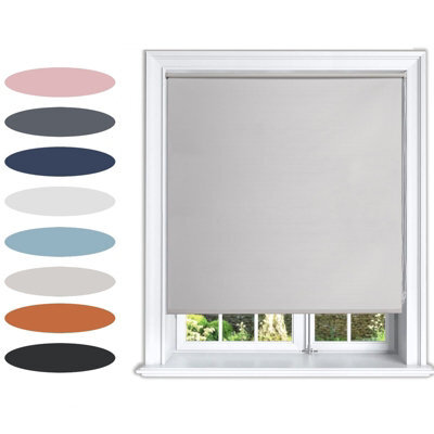 Lister Cartwright Blackout Plain Roller Blinds Windows Blind Child Safety Included (Grey, 120 Cm Width X 160 Cm Drop) - image 1