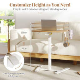 Gainoom Foldable Mobile Standing Desk Rolling Laptop Desk Height Adjustable Sit Stand Desk - thumbnail 6