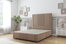 "Sloomy Harrington Mink Plush Divan Bed 2 Drawers Left Side-26"" Strutted Headboard 12"" Footboard 3' Single" - thumbnail 1