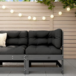 Berkfield Garden Corner Sofa Grey Solid Wood Pine